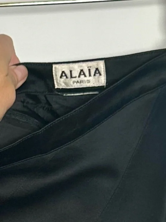 Alaïa Paris Black Flare Skirt Silk Structured Hem Designer Vintage - Picture 3 of 4